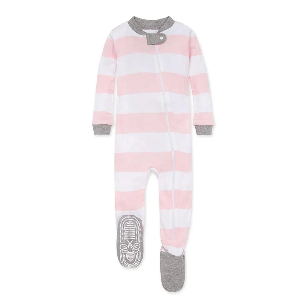 NWT! Burt's Bees Baby Baby Girls Pajamas, Zip Front Non-Slip Footed Sleeper 0-3M